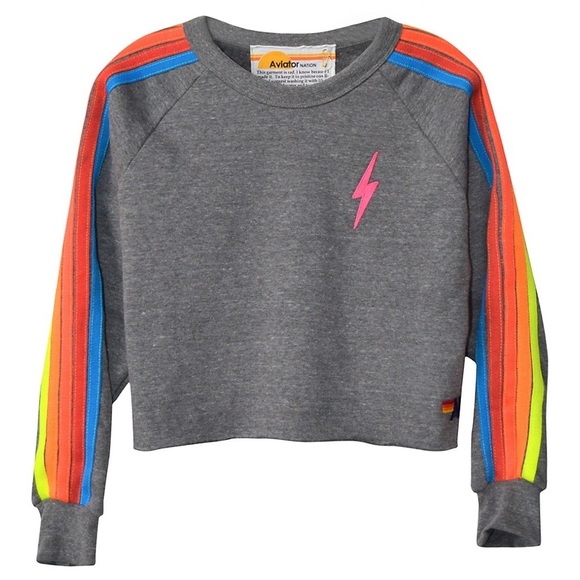 Aviator Nation Bolt Cropped Classic Sweatshirt - Picture 2 of 4